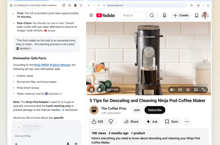 google ai mode side by side